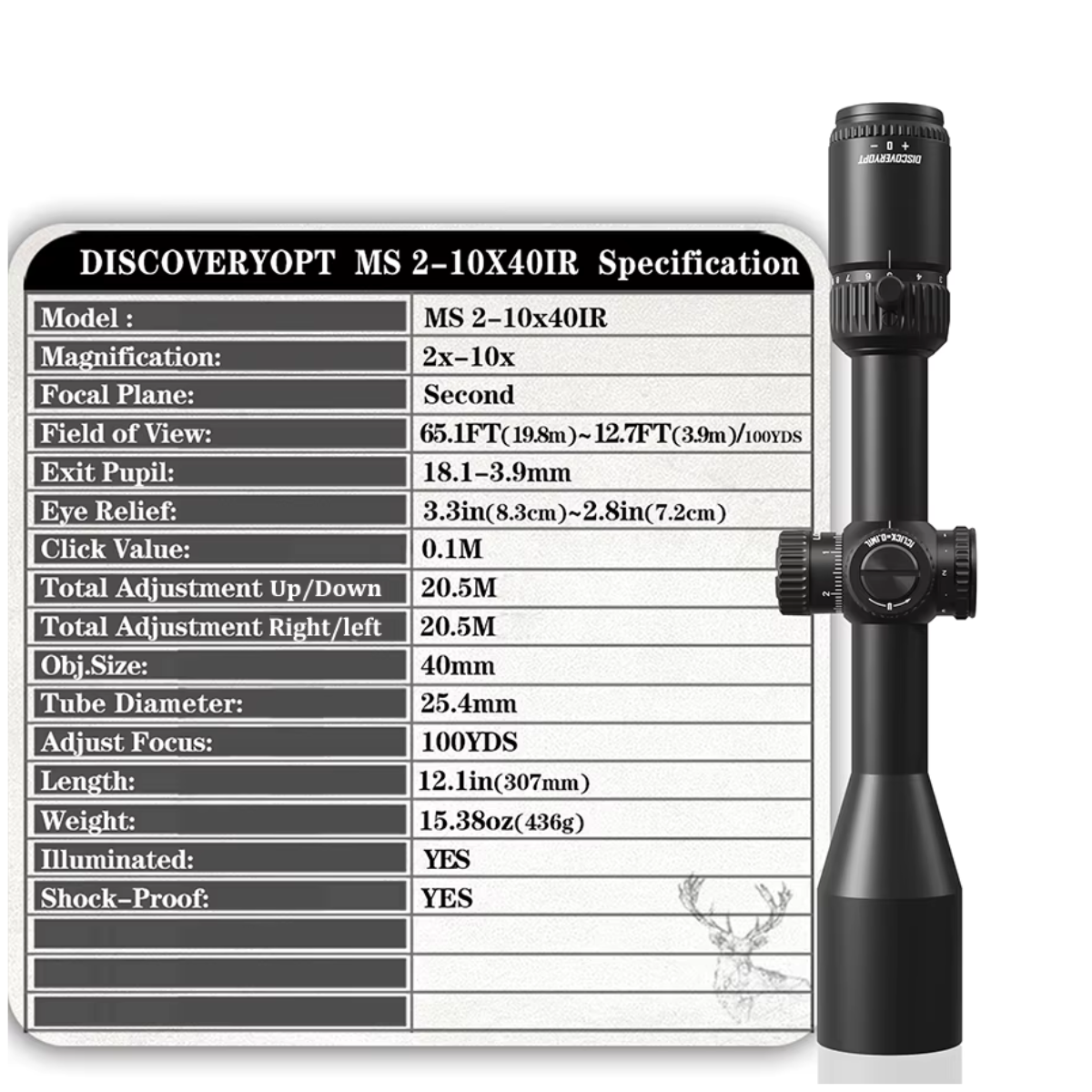 Mira Telescopica Discovery MS 2-10x40 IR SFP
