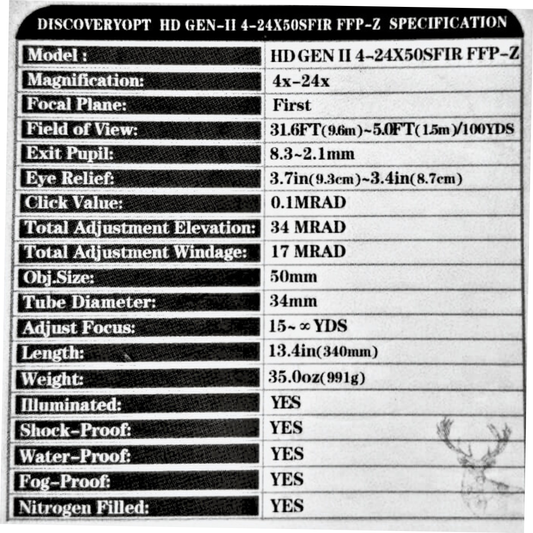 Mira Telescópica Discovery HD 4-24x50