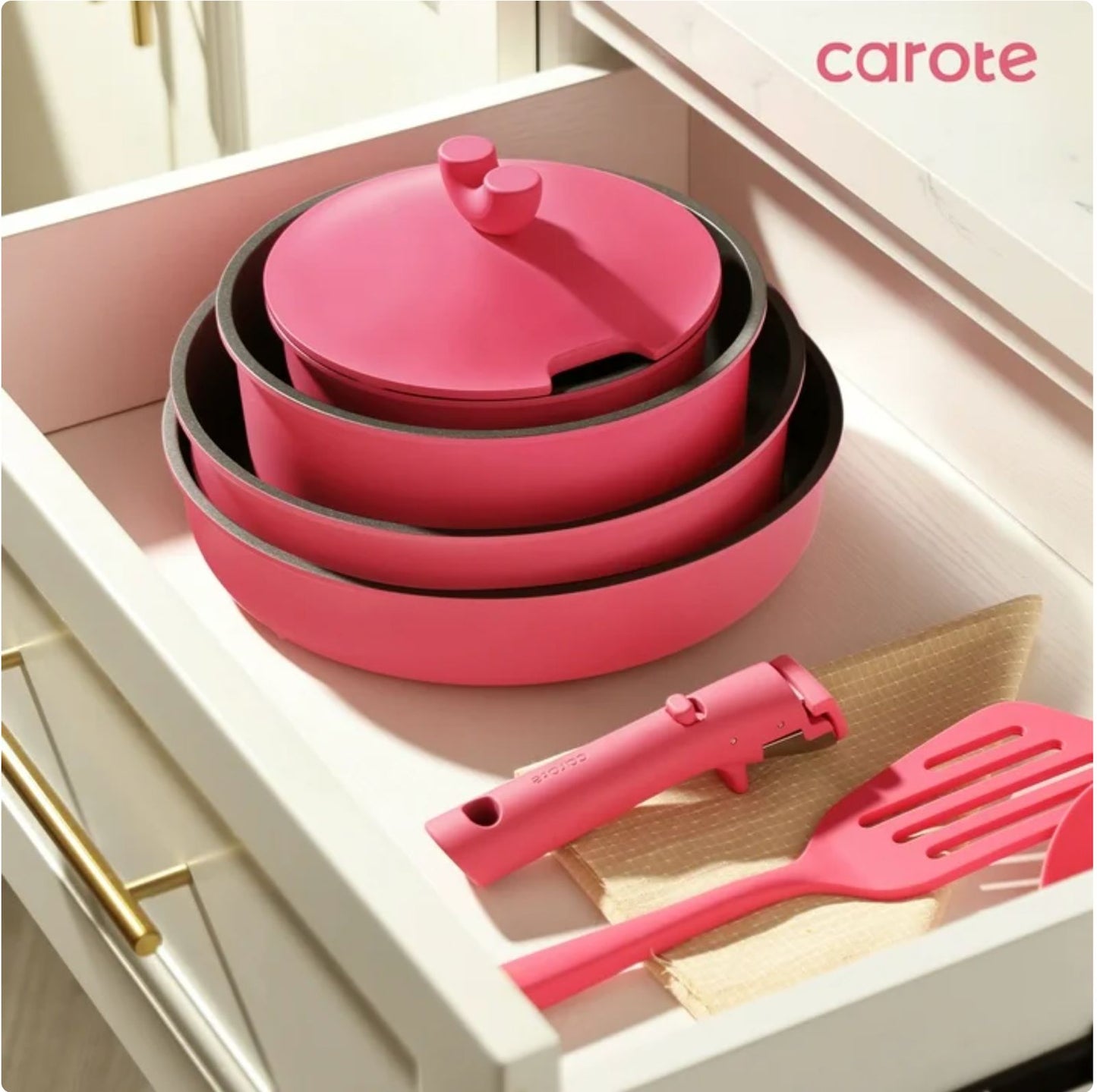 Bateria De Cocina Carote Detachable Pro Antiadherente 24 Pcs