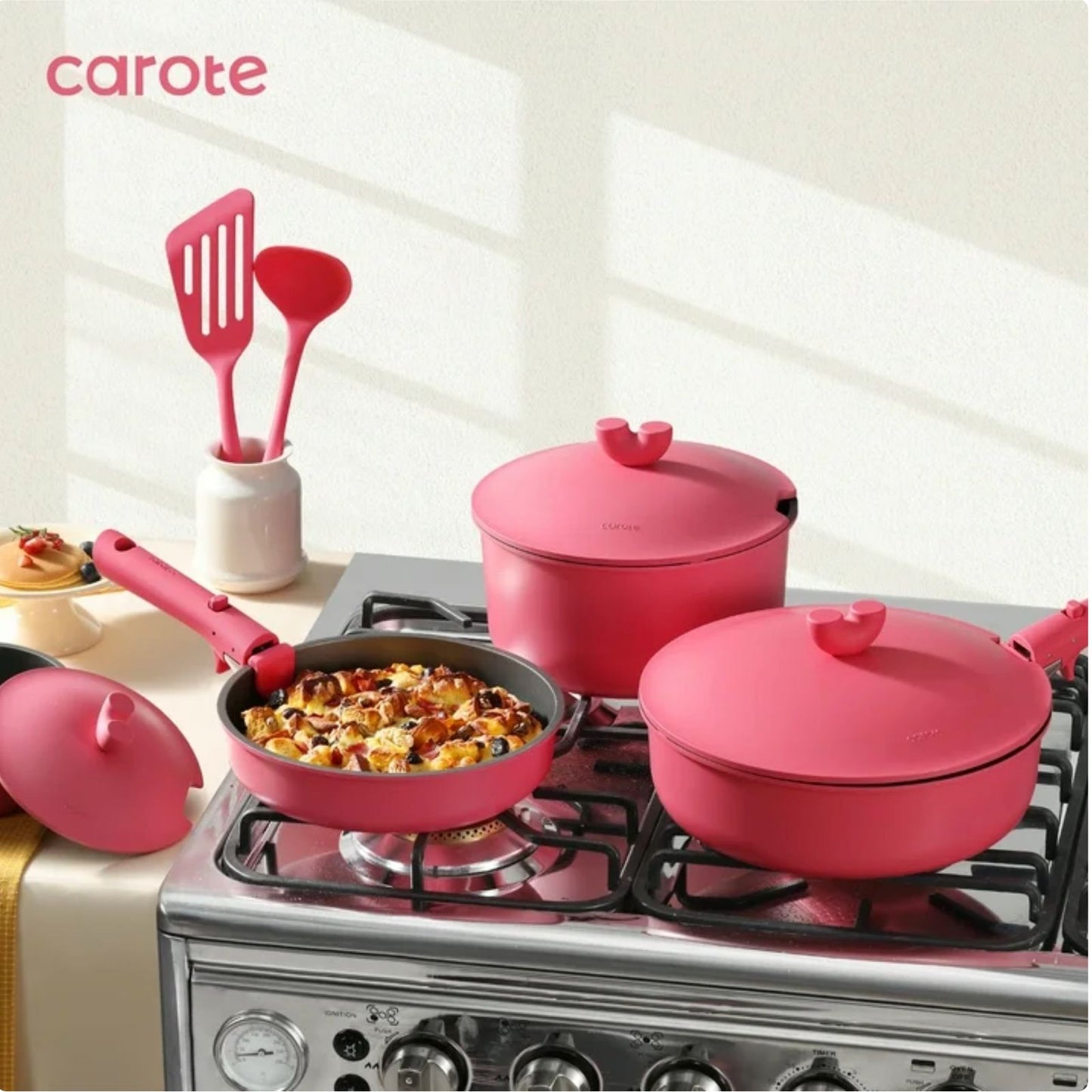 Bateria De Cocina Carote Detachable Pro Antiadherente 24 Pcs