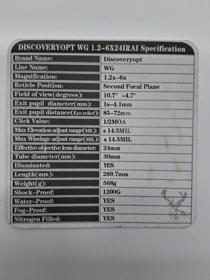 Mira Telescópica Discovery WG 1.2-6x24 IRAI