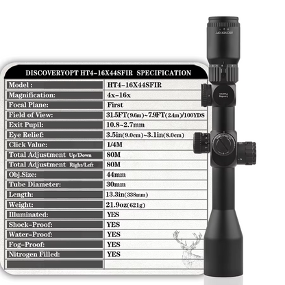 Mira Telescópica Discovery HT 4-16x44, IR FFP