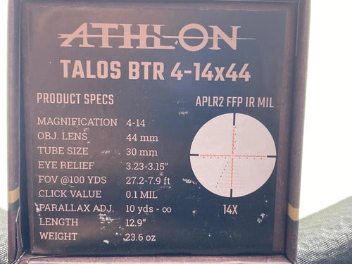 Mira Telescópica Athlon Talos BTR 4-14×44 APLR2 FFP