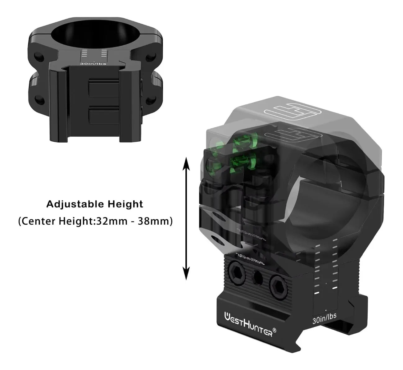 Anillas Westhunter Mira Telescópica, Ajustables De Altura MOA