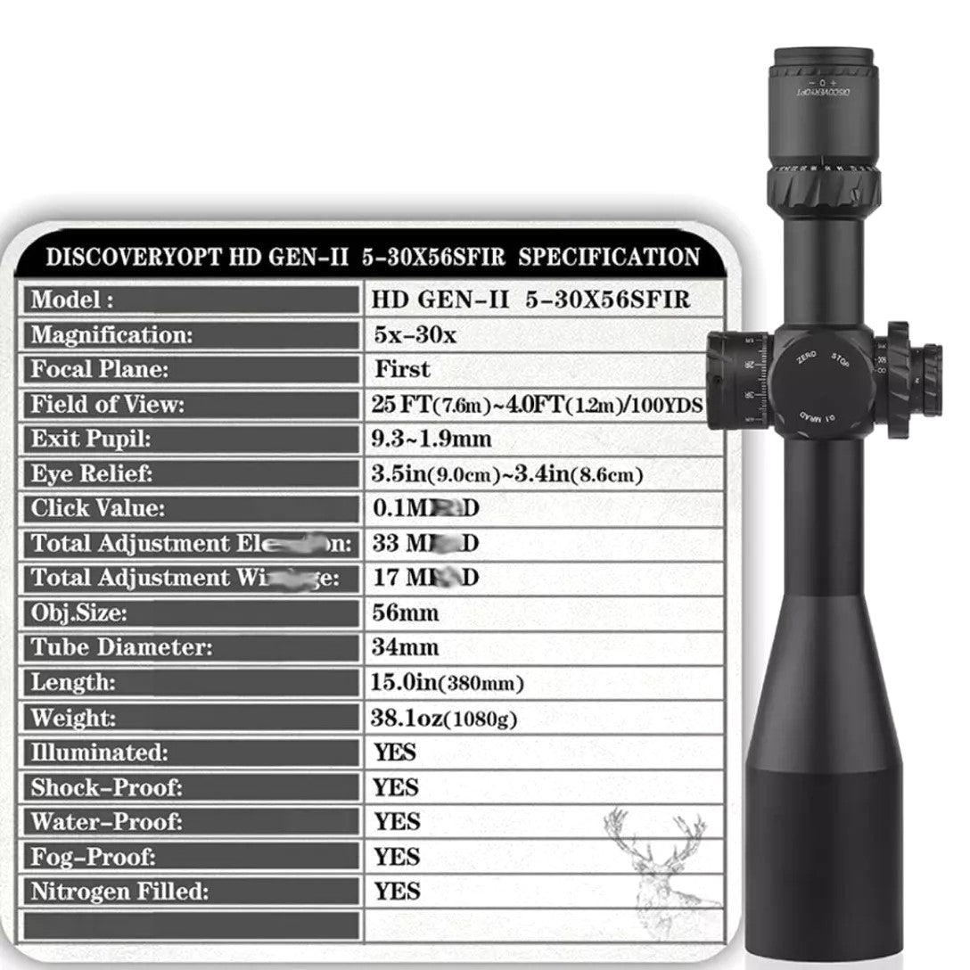 Mira Telescópica Discovery HD GEN2 5-30X56 SFIR FFP-Z